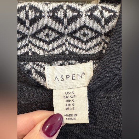 ASPEN Womens Fair Isle Gray Hooded Ski Sweater Size Small - Picture 2 of 15